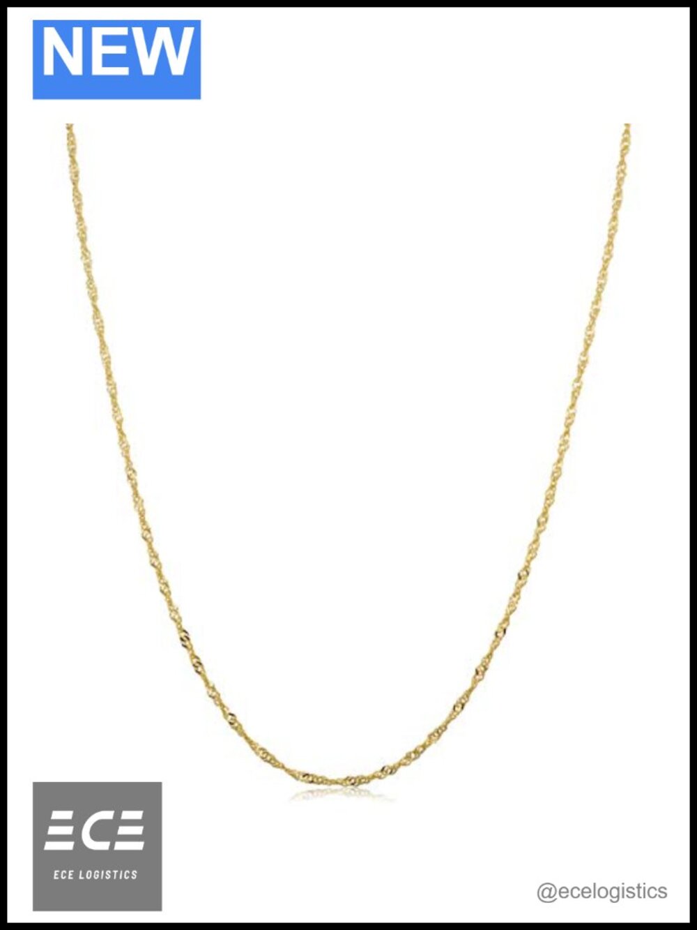 14k Yellow Gold Singapore Chain Pendant Necklace 14 Inch Spring Ring Clasp